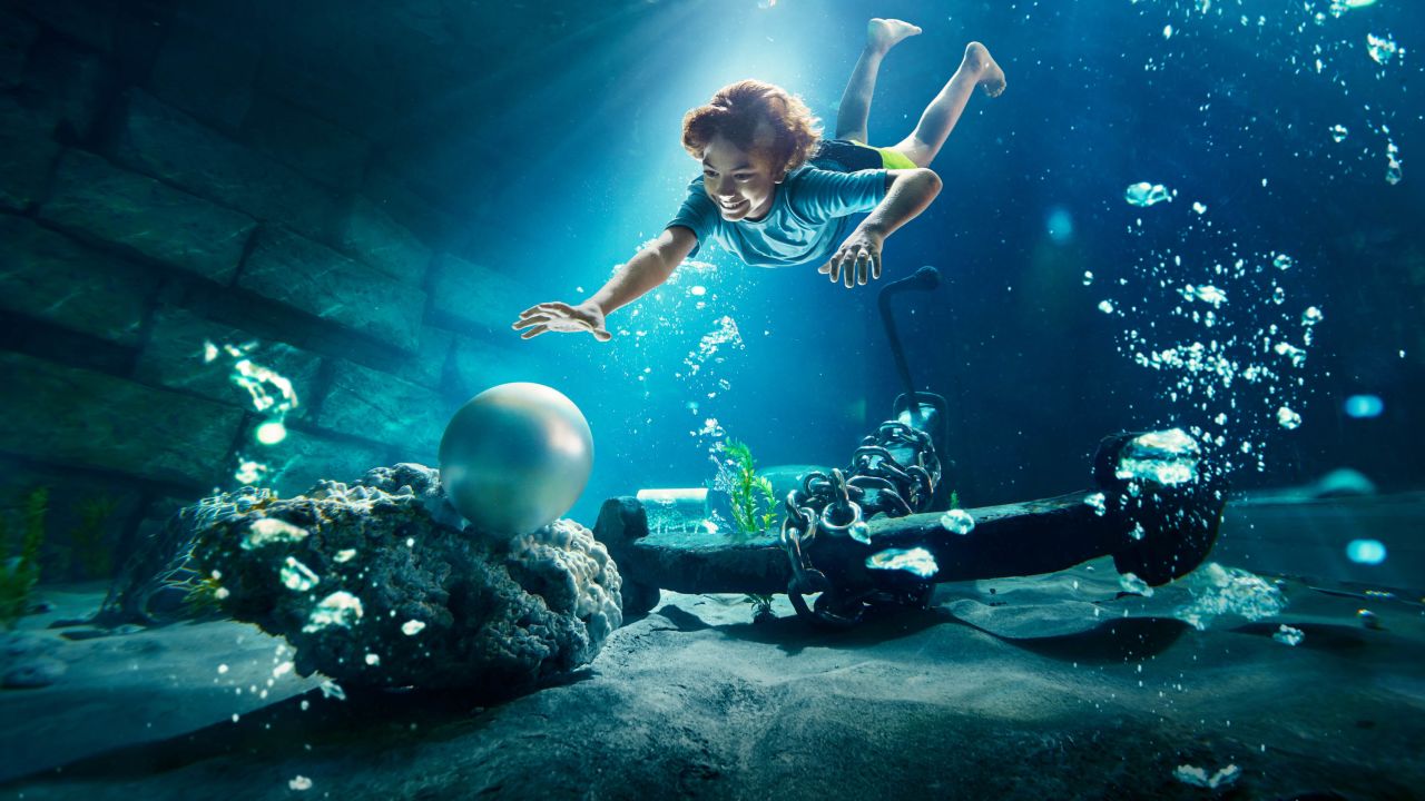 Visitors can try their hand at pearl diving at the Yas Waterworld park.