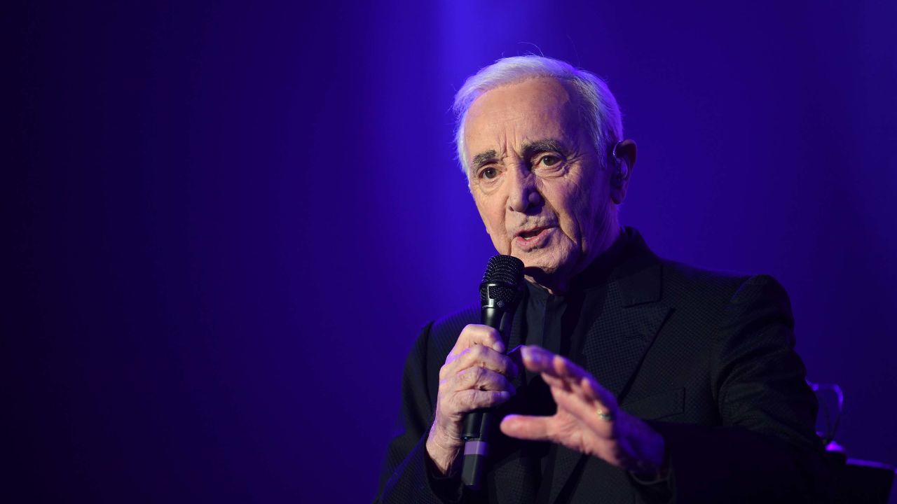 French singer Charles Aznavour performing in Paris in 2017.
