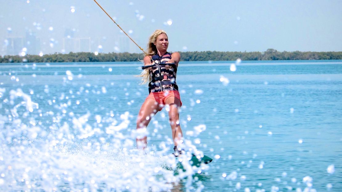 The flat waters of the UAE are ideal for wakesurfing.