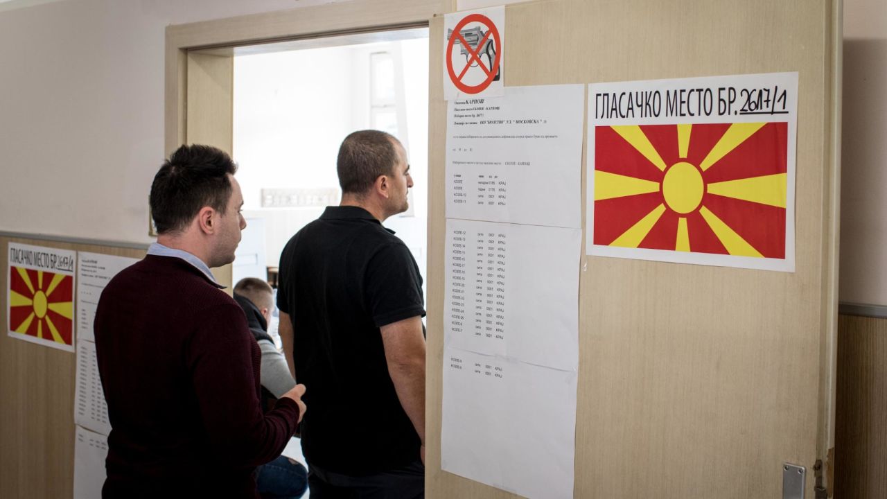 People vote at a voting station in Skopje, Macedonia, Sunday. 