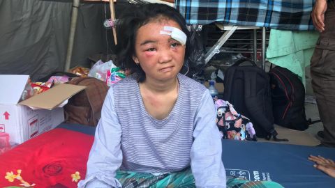 Puteri Pratiwi, 18, was riding home with her cousin when the earthquake struck on Friday.