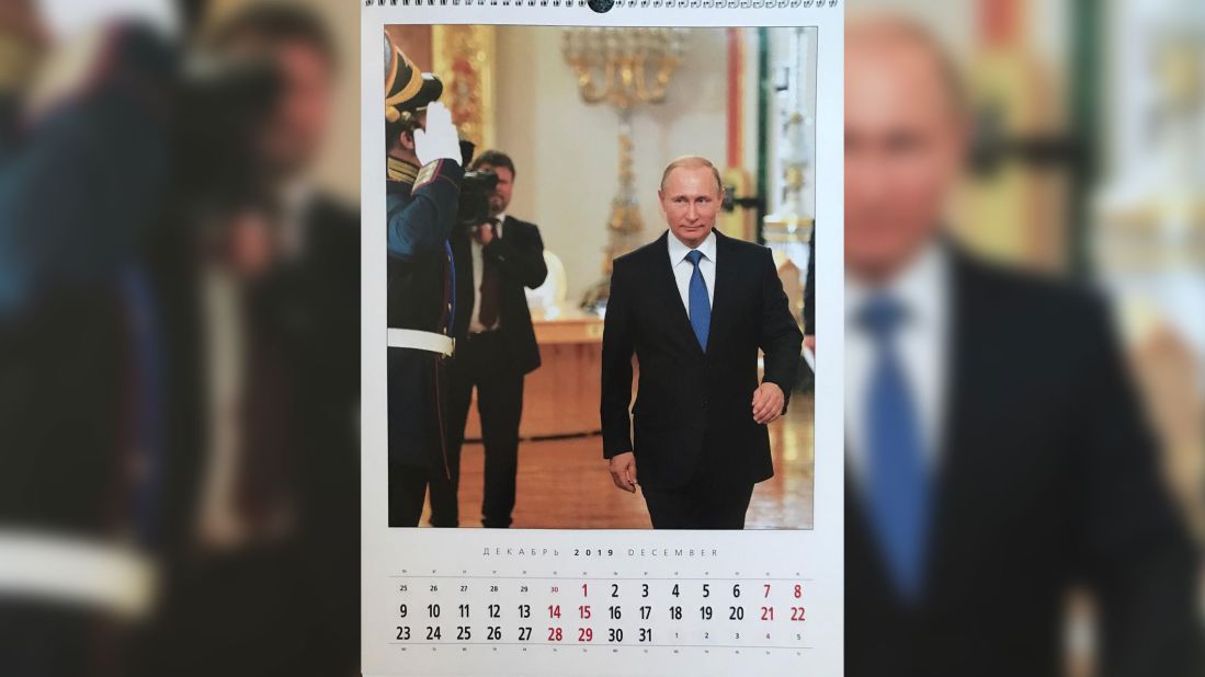 December's image shows Putin enjoying the trappings of power.