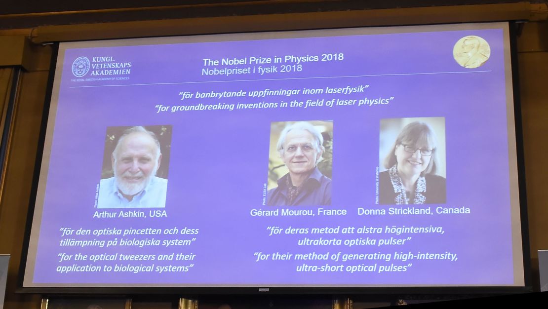 The Nobel laureates in Physics are announced at the Royal Swedish Academy of Sciences in Stockholm, Sweden.