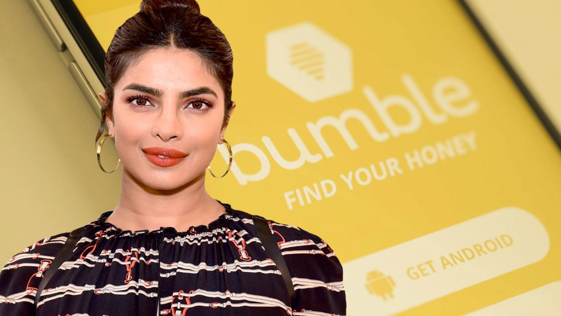 Actress Priyanka Chopra, a Bumble investor, advised the company on its rollout in India in 2018. (Photo Illustration: Getty Images / CNN)