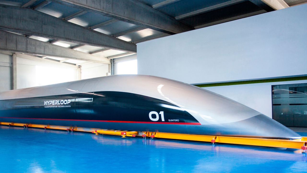 The newly unveiled hyperloop capsule.