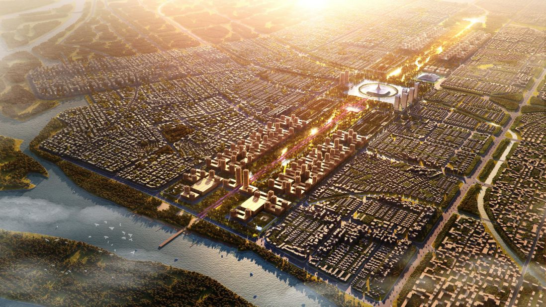 The city of Amaravati in the southern state of Andhra Pradesh, India, is being built with the goal of becoming one of the most sustainable cities in the world. It will feature a green space measuring 5.5 kilometers long and 1 kilometer wide, where the government complex, legislature, high court and secretariat buildings will be located.