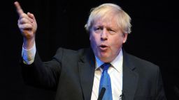 British Conservative Party Member of Parliament Boris Johnson speaks at a fringe event during the Conservative Party annual conference at the International Convention Centre, in Birmingham, England, Tuesday, Oct. 2, 2018. (AP Photo/Rui Vieira)