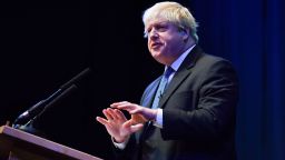 British Conservative Party politician Boris Johnson gestures as he gives a speech during a fringe event on the sidelines of the third day of the Conservative Party Conference 2018 at the International Convention Centre in Birmingham, on October 2, 2018. (Photo by Ben STANSALL / AFP)        (Photo credit should read BEN STANSALL/AFP/Getty Images)