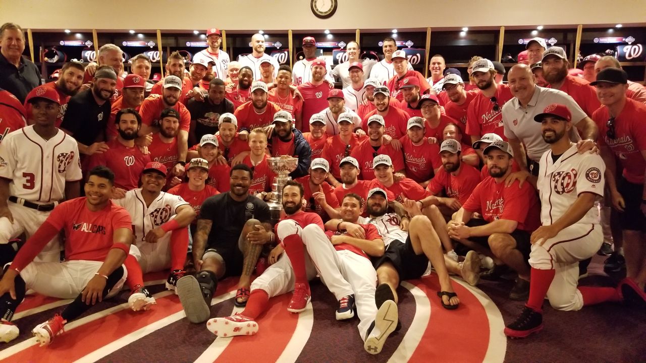 Days after the Washington Capitals won the Stanley Cup, they shared the joy and the trophy with their cross-town neighbors -- Major League Baseball's Washington Nationals.