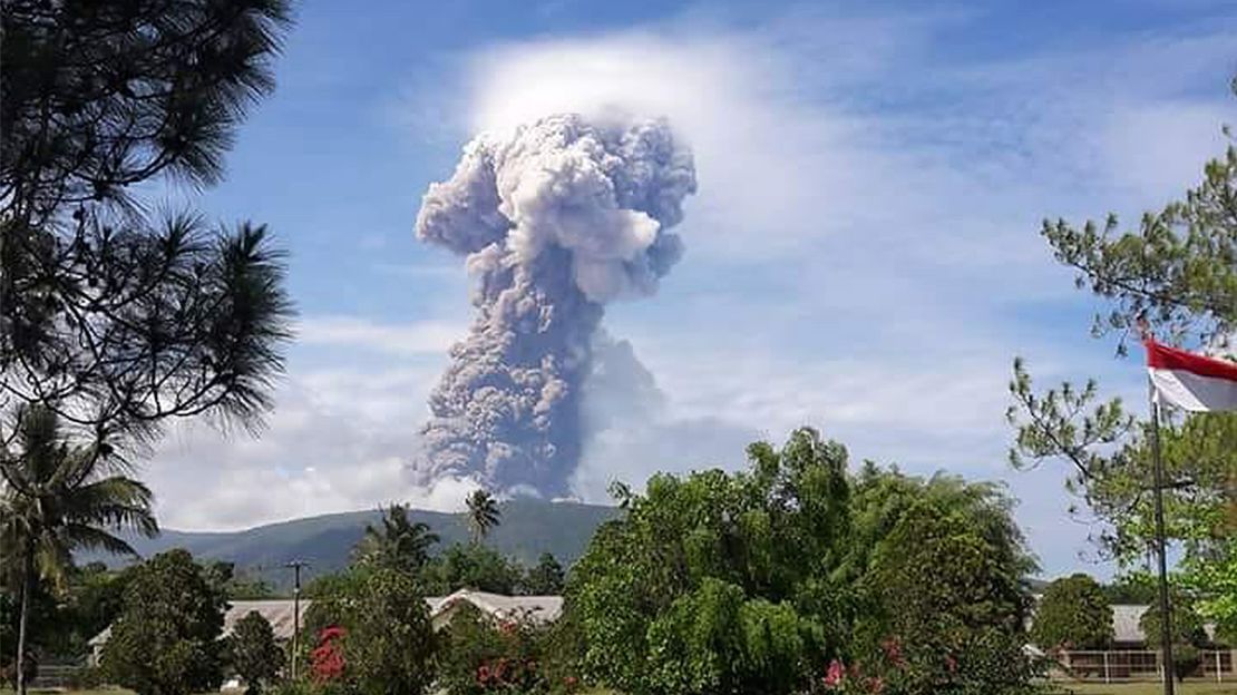 Mount Soputan in northern Sulawesi, Indonesia, erupts on Wednesday.