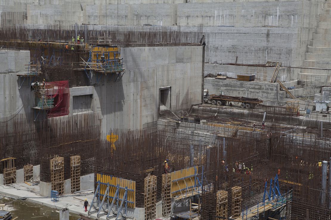 The Grand Ethiopian Renaissance Dam under construction in 2015.