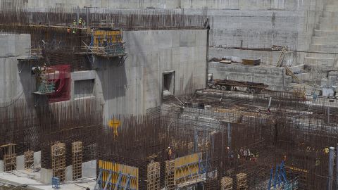 The Grand Ethiopian Renaissance Dam under construction in 2015.