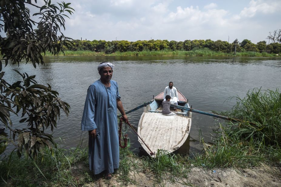 Workers from mango farms in Egypt's Giza Governorate travel home along the Nile by boat at the end of the day. 