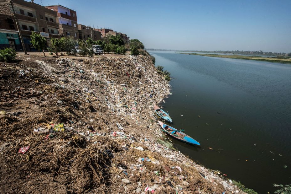 Scarcity is not Egypt's only water-related problem -- the deteriorating quality of the Nile's water is also an issue. Garbage has piled up on the river's banks in the village of Abou Shosha, 370 miles south of Cairo .