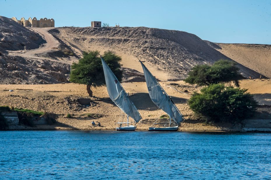 These traditional wooden sailing boats, with their triangluar-shaped sails, have been cruising the River Nile for centuries.  