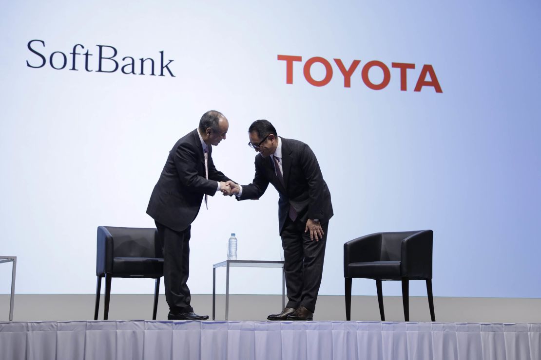 The leaders of SoftBank and Toyota appeared together in Tokyo to announce a new partnership. 