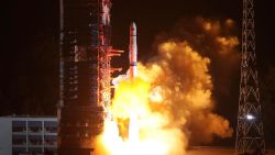 A rocket carrying the Queqiao ("Magpie Bridge") satellite lifts off from Xichang in China's southwestern Sichuan province on May 21, 2018.