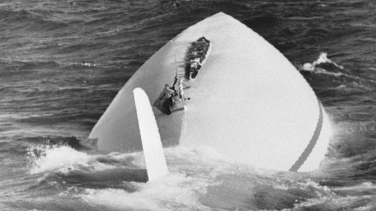 Simon Le Bon's Maxi yacht Drum capsized off the British coast in 1985.