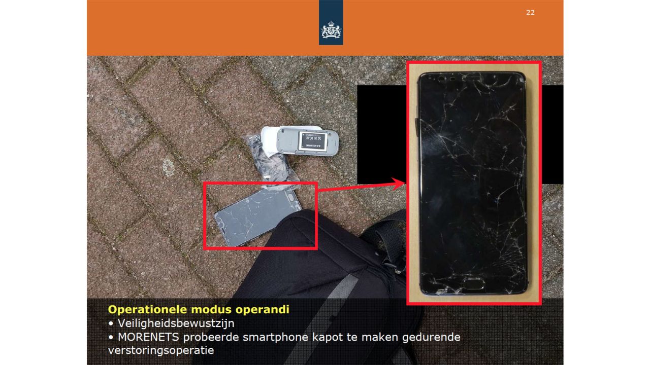 Dutch officials said Morenets had tried to break a smartphone he was carrying.
