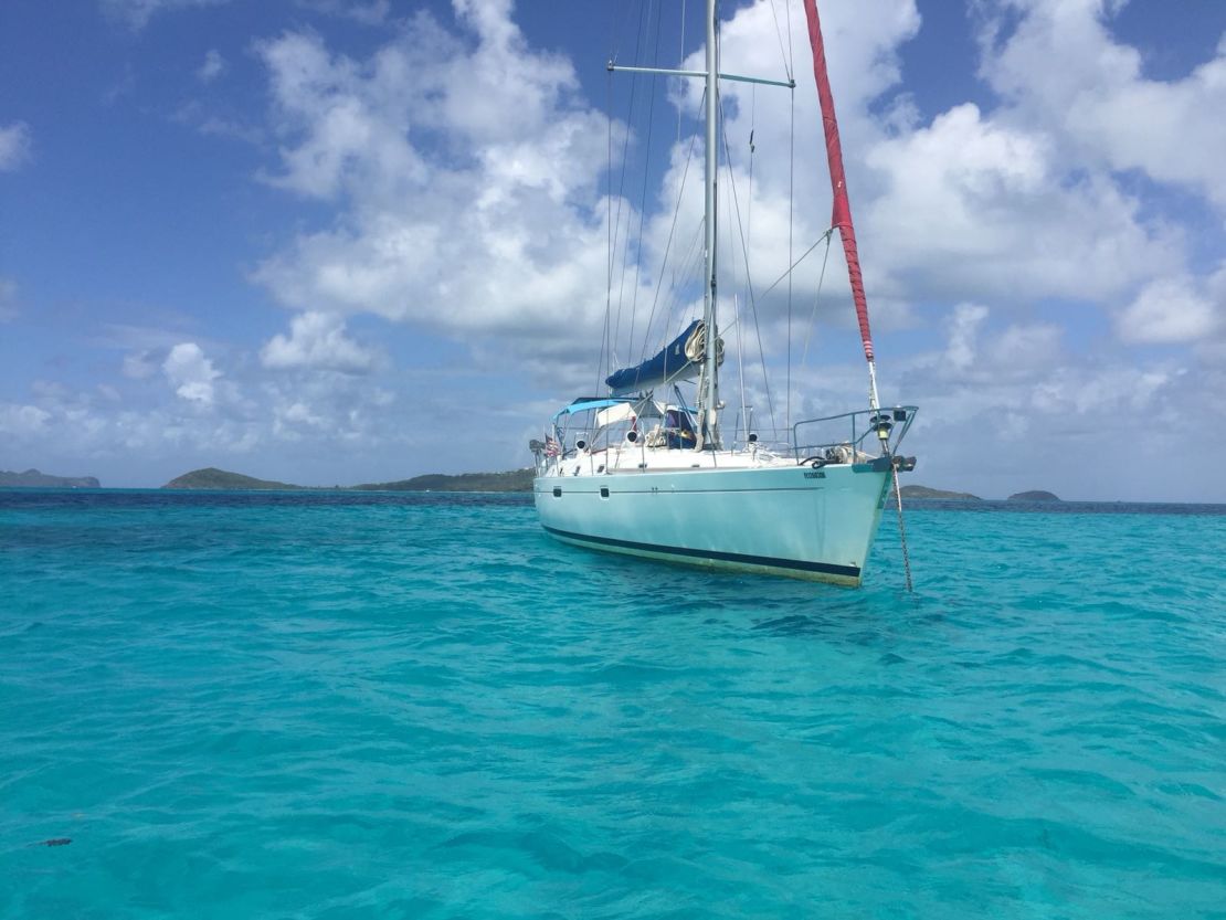 Vagabond, moored in Tobago Cays, is open for hitch-sailors 