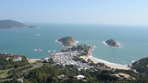 A view of Hong Kong's Shek O beach from the Dragon Back hiking trail in January 2018. Part of the beach and buildings along the coast were severely damaged in Typhoon Mangkhut.