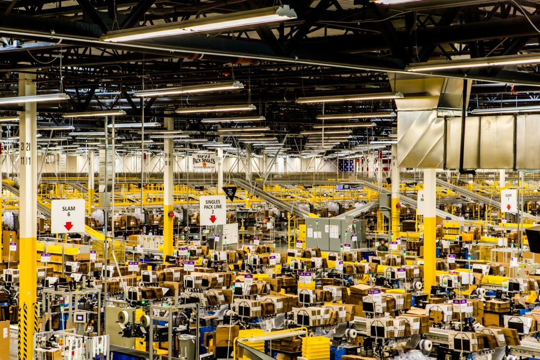 Inside an Amazon fulfillment center in Kent, Washington.