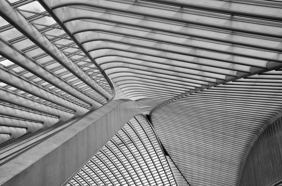 British photographer Suraj Garg captured the ceiling of Liège-Guillemins station in Belgium designed by architect Santiago Calatrava.<br />