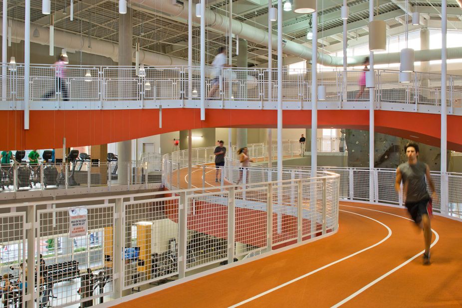 American photographer Brad Feinknopf captured runners on an indoor track at the Auburn University in Alabama.