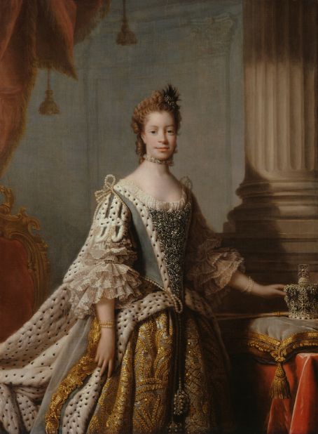 Allan Ramsay's portrait of King George III's wife, Charlotte of Mecklenburg-Strelitz (1761-62).