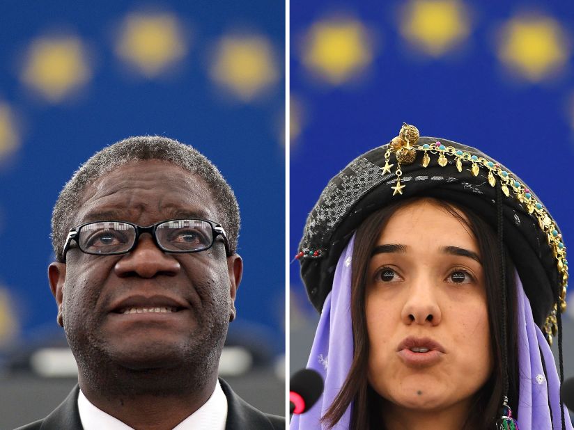 Congolese gynaecologist Denis Mukwege and Nadia Murad, public advocate for the Yazidi community in Iraq and survivor of sexual enslavement by the Islamic State jihadists won the 2018 Nobel Peace Prize on October 5, 2018 for their work in fighting sexual violence in conflicts around the world.