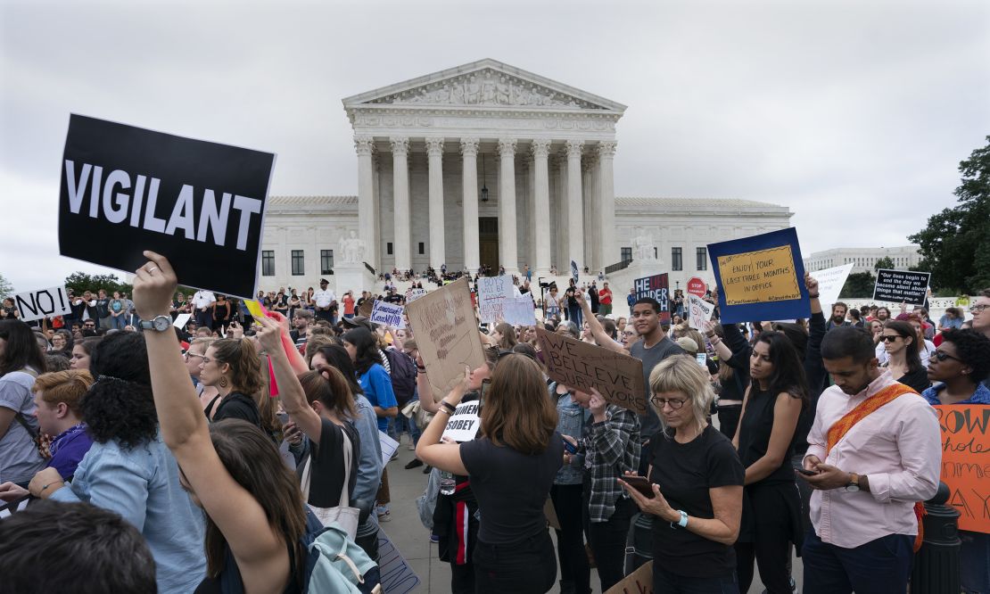 Activists show up Saturday at the US Supreme Court in Washington.