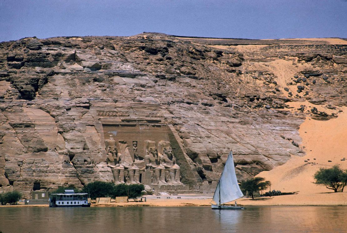 The Abu Simbel temple complex -- seen here in 1960 -- had to be relocated when the High Aswan Dam was constructed. 
