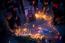 Candlelight vigil in memory of murdered Bulgarian journalist Viktoria Marinova in Sofia.  