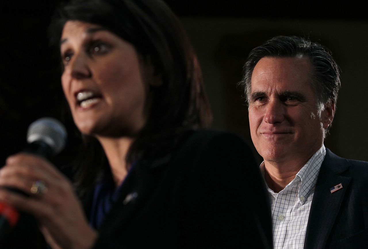Haley campaigns for presidential candidate Mitt Romney in 2012.