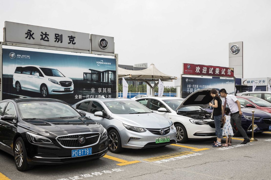 Buick cars at a dealership in Shanghai. GM's sales in China dropped 15% in the third quarter.