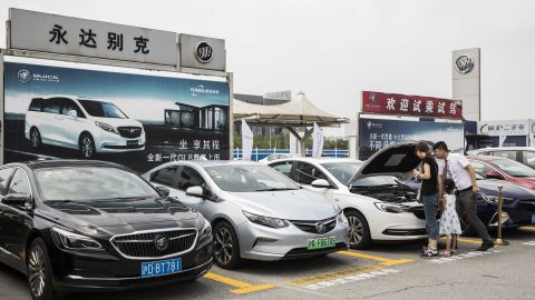 Buick cars at a dealership in Shanghai. GM's sales in China dropped 15% in the third quarter.