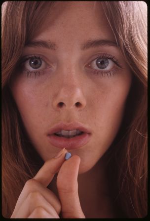 A young model poses for Wood in a 1971 birth control pill illustration.