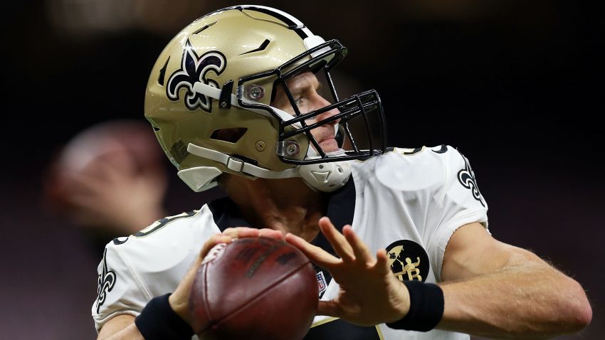 NEW ORLEANS, LA - OCTOBER 08:  Drew Brees #9 of the New Orleans Saints warms up before a game against the Washington Redskins at Mercedes-Benz Superdome on October 8, 2018 in New Orleans, Louisiana.  (Photo by Sean Gardner/Getty Images)