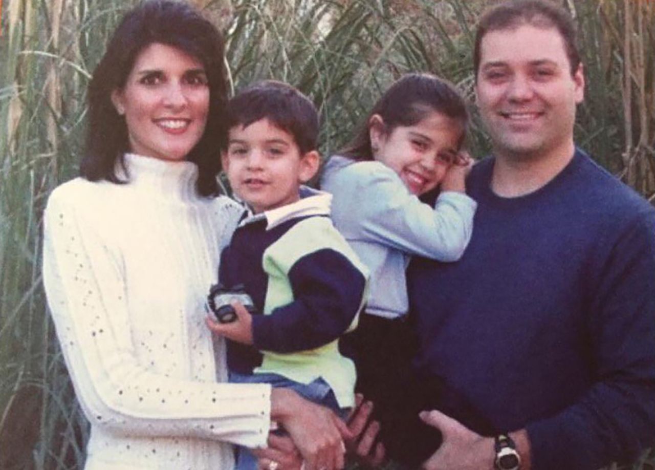 Haley with her family: husband Michael, son Nalin and daughter Rena. <a href="https://twitter.com/nikkihaley/status/807700052508610560" target="_blank" target="_blank">She said on Twitter</a> that this was her first Christmas card when she announced she would be running for the South Carolina state legislature.