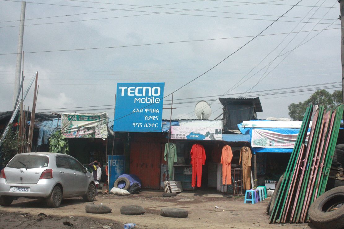 A Tecno sign in Addis Ababa. The brand is a common sight in African cities. 