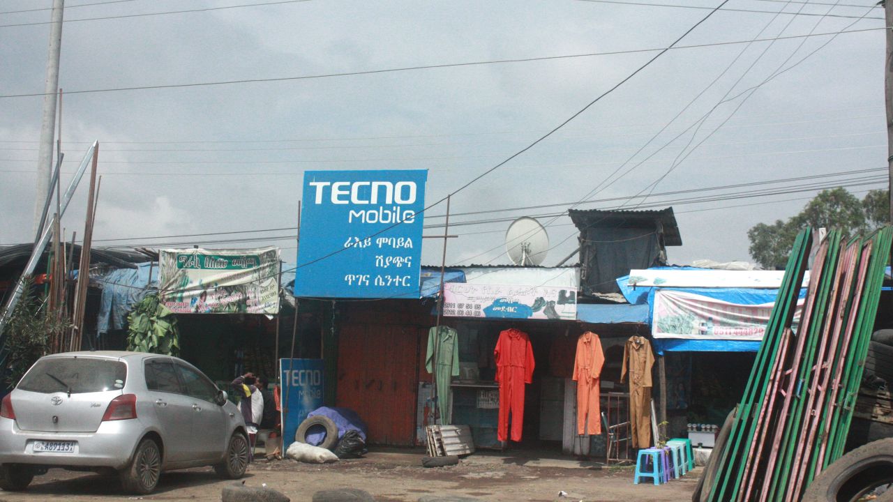 A Tecno sign in Addis Ababa. The brand is a common sight in African cities. 