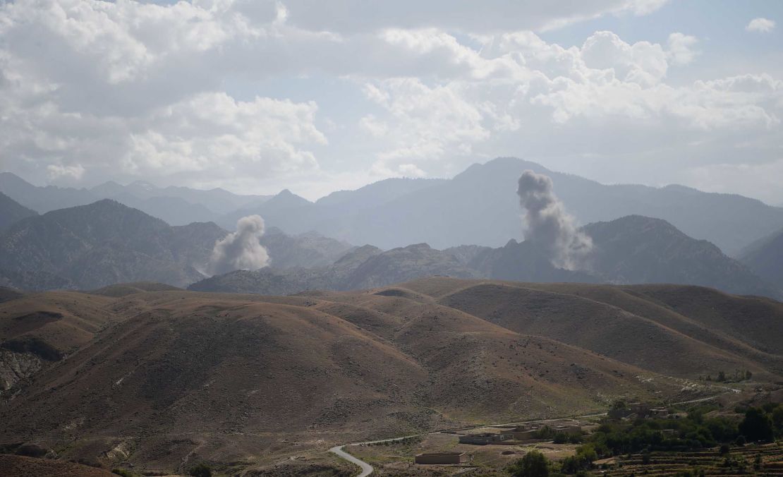 The aftermath of an air strike on insurgents in the eastern province of Nangarhar on July 8.