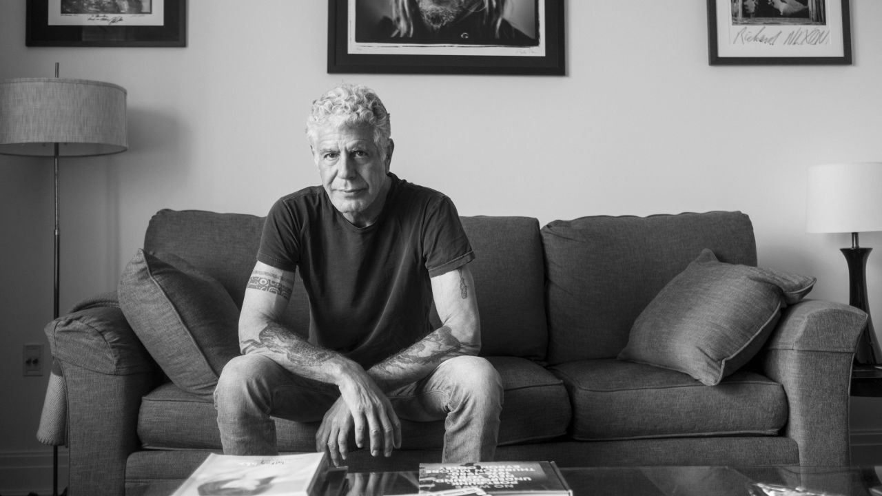 NEW YORK, NEW YORK - APR 1: Anthony Bourdain at home in New York City, New York on April 1, 2018.  (photo by David Scott Holloway)  "Parts Unknown -  Lower Eastside"   25219_031  