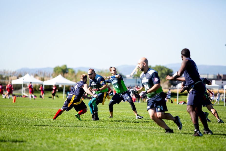 The Seattle quarterback steps back for a throw under good pass protection. 