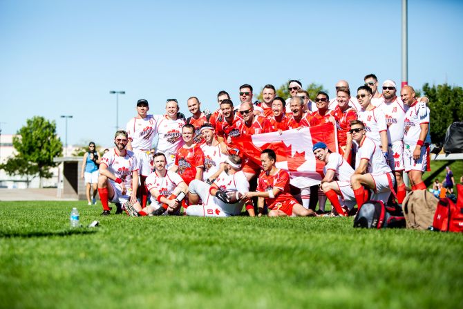 The Toronto Mounties pose for a team photo during Gay Bowl's opening morning.