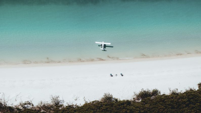 <strong>Whitehaven Beach: </strong>The island is accessible by boat or helicopter.