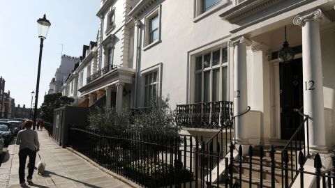 An address listed as belonging to Zamira Hajiyeva, the wife of the former chairman of Azerbaijan's largest bank, is pictured in London on Wednesday.