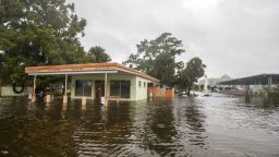 SAINT MARKS, FL - OCTOBER 10: The Cooter Stew Cafe starts taking water in the town of Saint Marks as Hurricane Michael pushes the storm surge up the Wakulla and Saint Marks Rivers which come together here on October 10, 2018 in Saint Marks, Florida.  The hurricane is forecast to hit the Florida Panhandle at a possible category 4 storm.  (Photo by Mark Wallheiser/Getty Images)