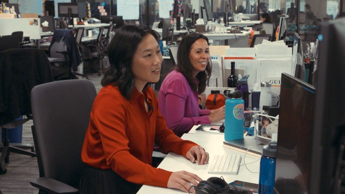 Chan at her desk, which sits in the middle of the Chan Zuckerberg Initiative office in Palo Alto. 