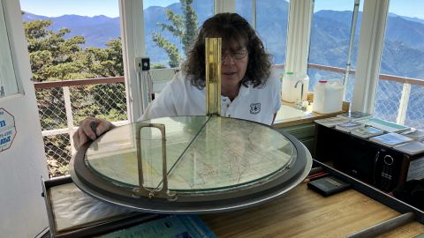 Pam Morey using the Osborne Fire Finder